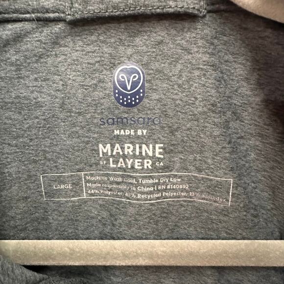 Marine Layer Men's Large Gray Pullover 1/4 Zip Samsara Company‎ Logo Soft - Picture 5 of 8